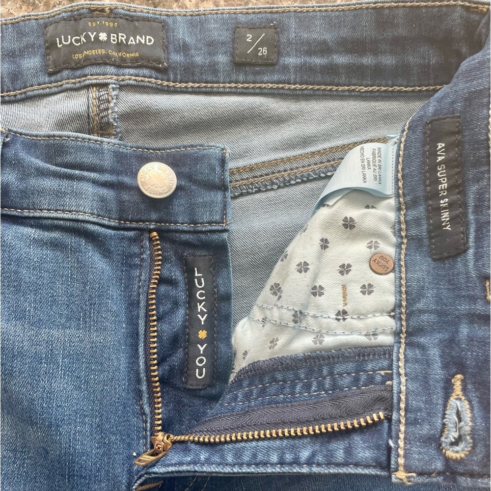 Lucky Brand Ava Super Skinny Distressed Midrise Blue Jeans, Size 2